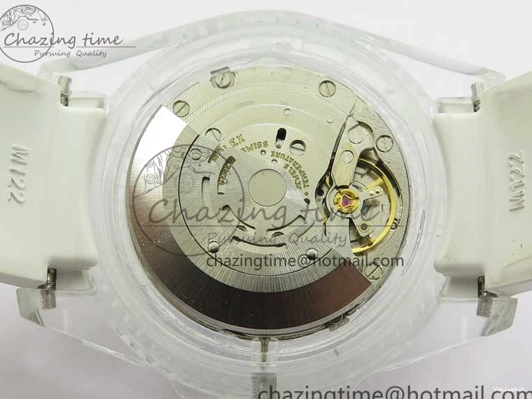 Best Phantomlab Edition 3AF White Dial Submariner VR3135 on Strap Rubber Blue Transparent Light 1109